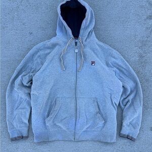 Vintage Fila Full Zip Gray Hoodie - Mens Size XL - Y2K Streetwear